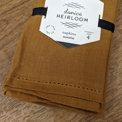 Danica // Heirloom Linen Hemstitch Napkins Ochre