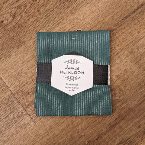 Danica // Heirloom Linen Tea Towel Jade