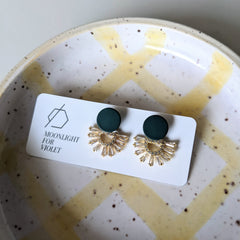 Moonlight For Violet // Fan Pave Earrings Teal