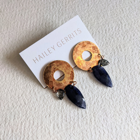 Hailey Gerrits // Denali Earrings Iolite & Tourmilated Quartz