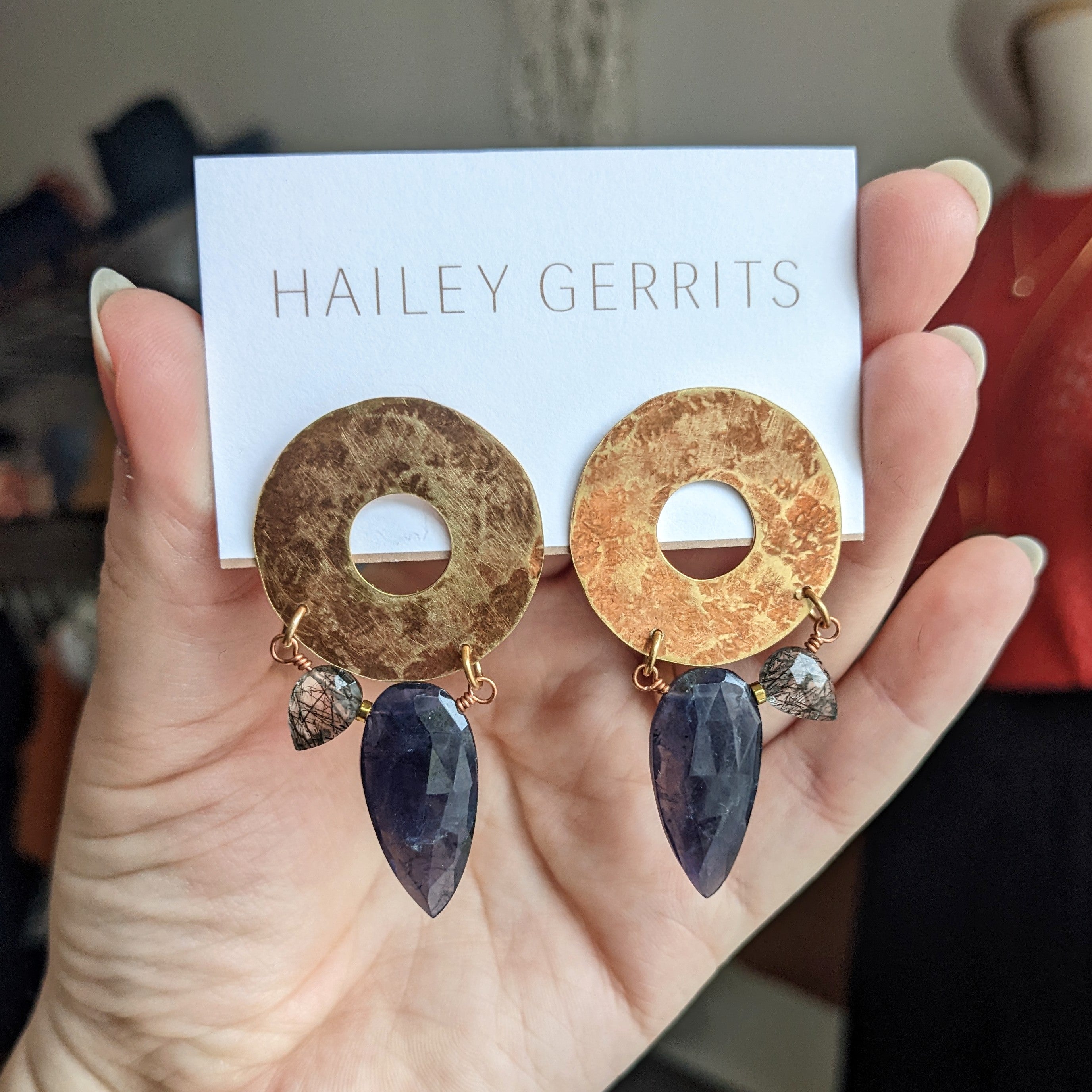 Hailey Gerrits // Denali Earrings Iolite & Tourmilated Quartz
