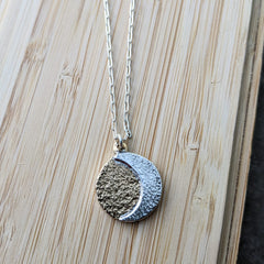 Lissa Bowie // Moon Coin Necklace Brass/Sterling Silver