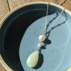 CMD Gem // Amazonite Double Pearl Necklace SS OAK