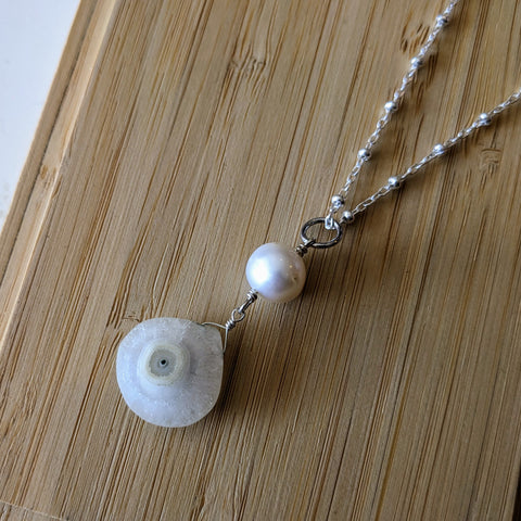 CMD Gem // Lace Agate Pearl Necklace SS OAK