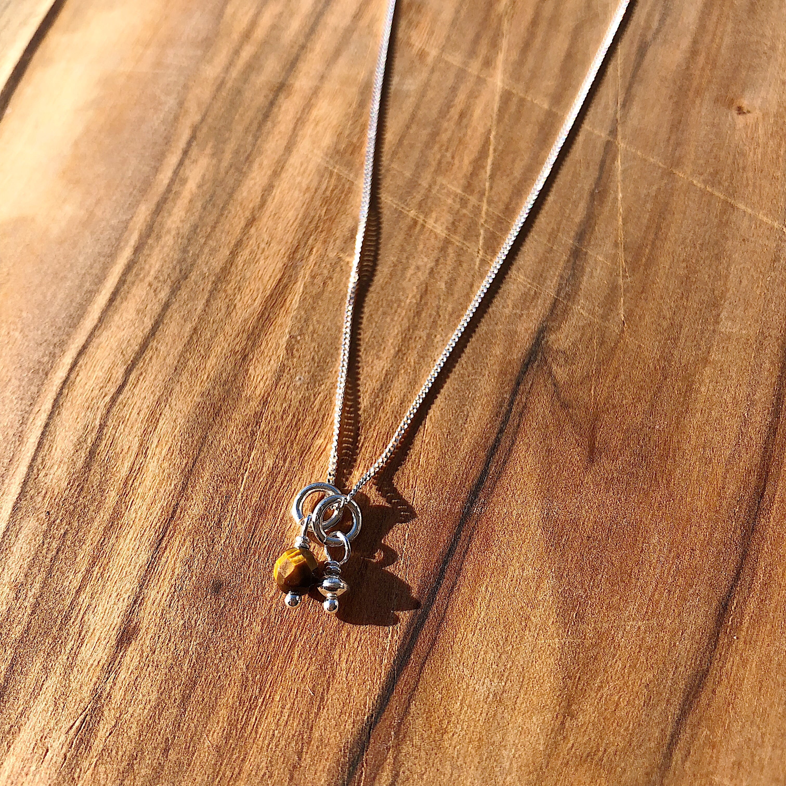 Three Of Cups // Tarot Necklace XXI the World Tiger Eye and Sterling Silver