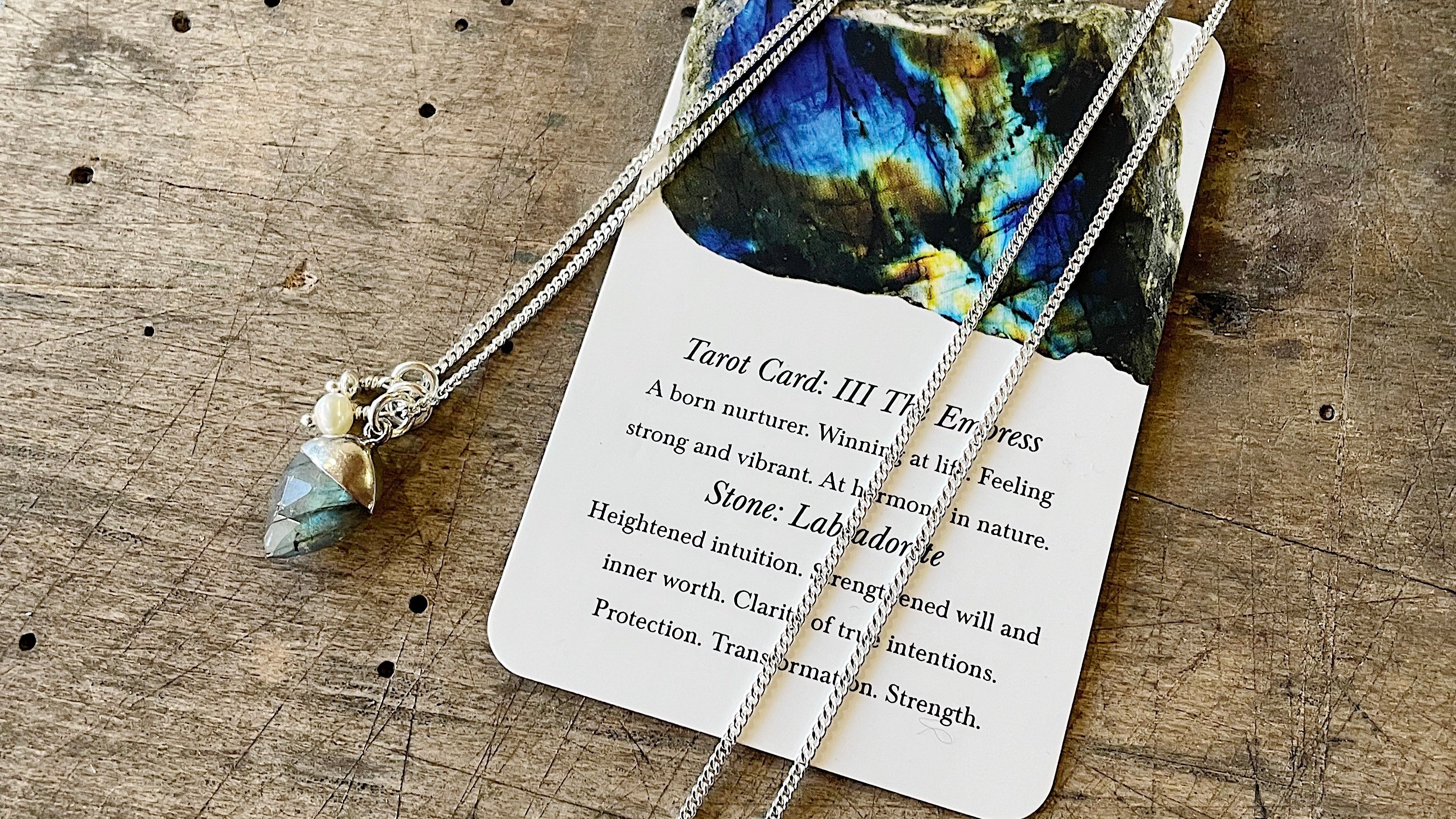 Three Of Cups // The Empress Tarot Necklace Labradorite and Sterling Silver