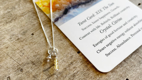 Three of Cups Tarot Necklace // The Sun Citrine and Sterling Silver