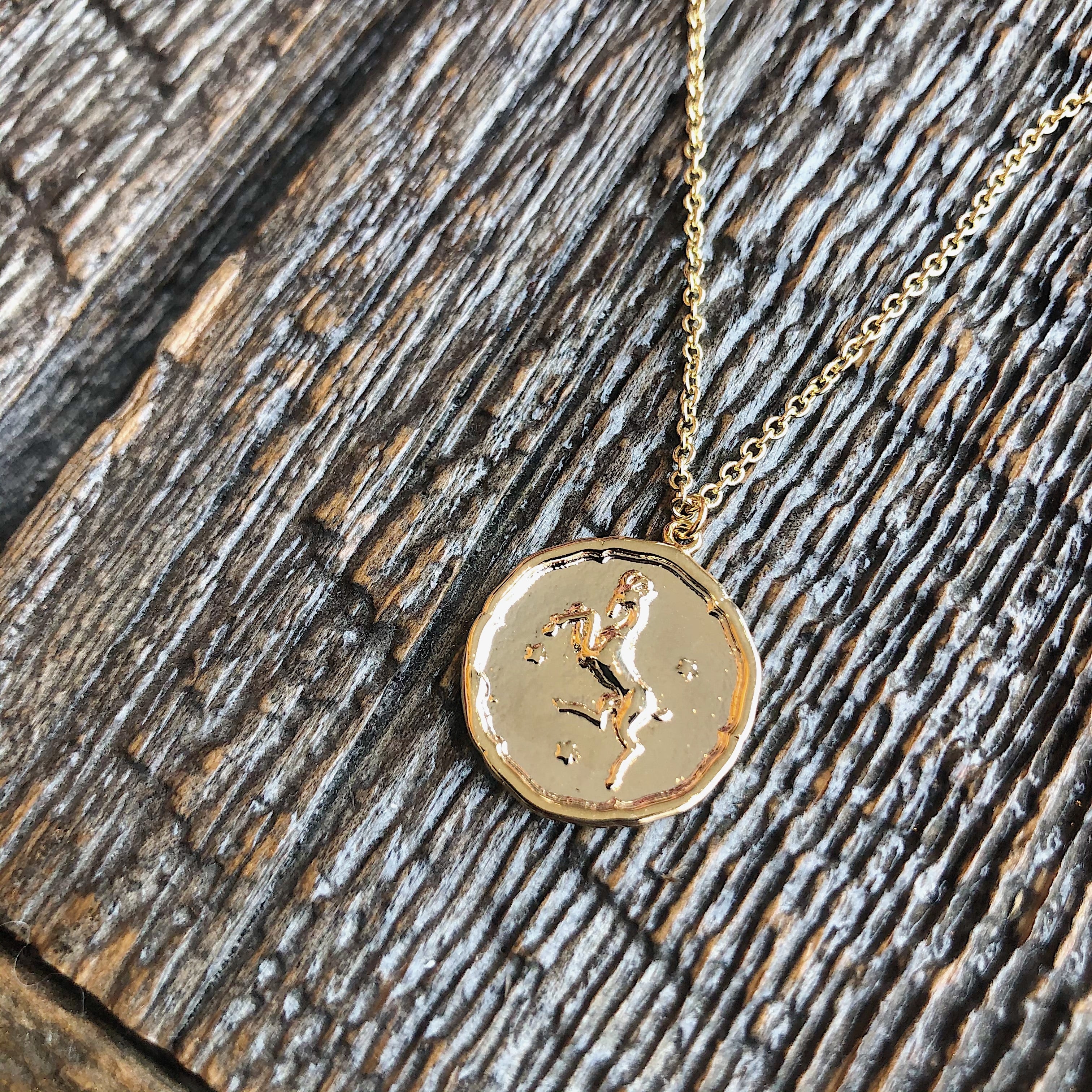 White Feather Design // Zodiac Coin Necklace Aries