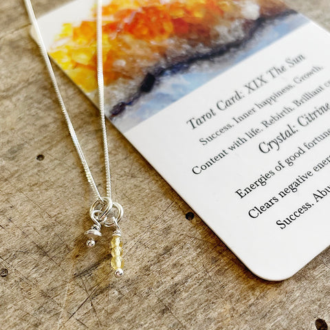 Three of Cups Tarot Necklace // The Sun Citrine and Sterling Silver