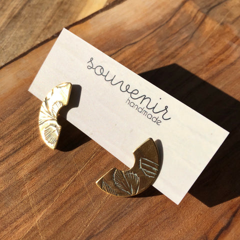 White Feather Design // Hammered Triangle Stud Earrings