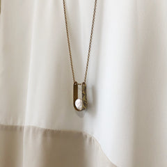 Souvenir // Brass Long Pearl Necklace