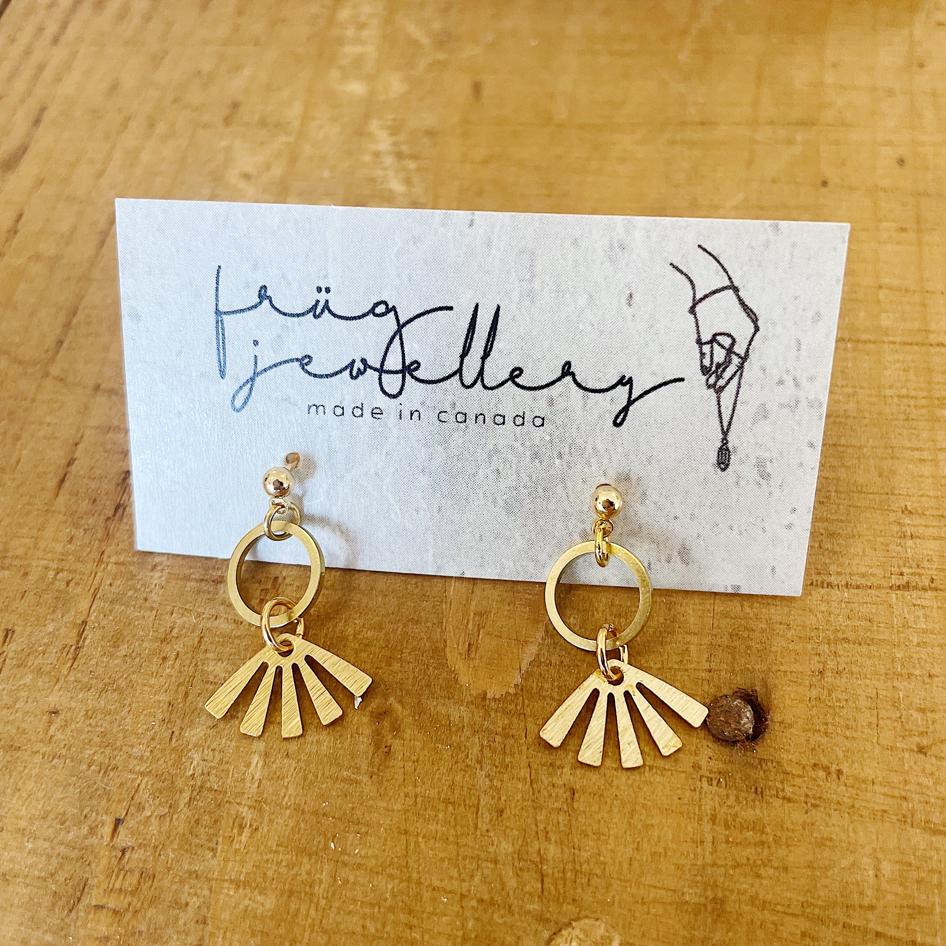 Frug // Hammered Small Brass Earrings