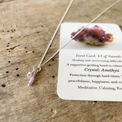 Three of Cups // VI of Swords Necklace Amethyst