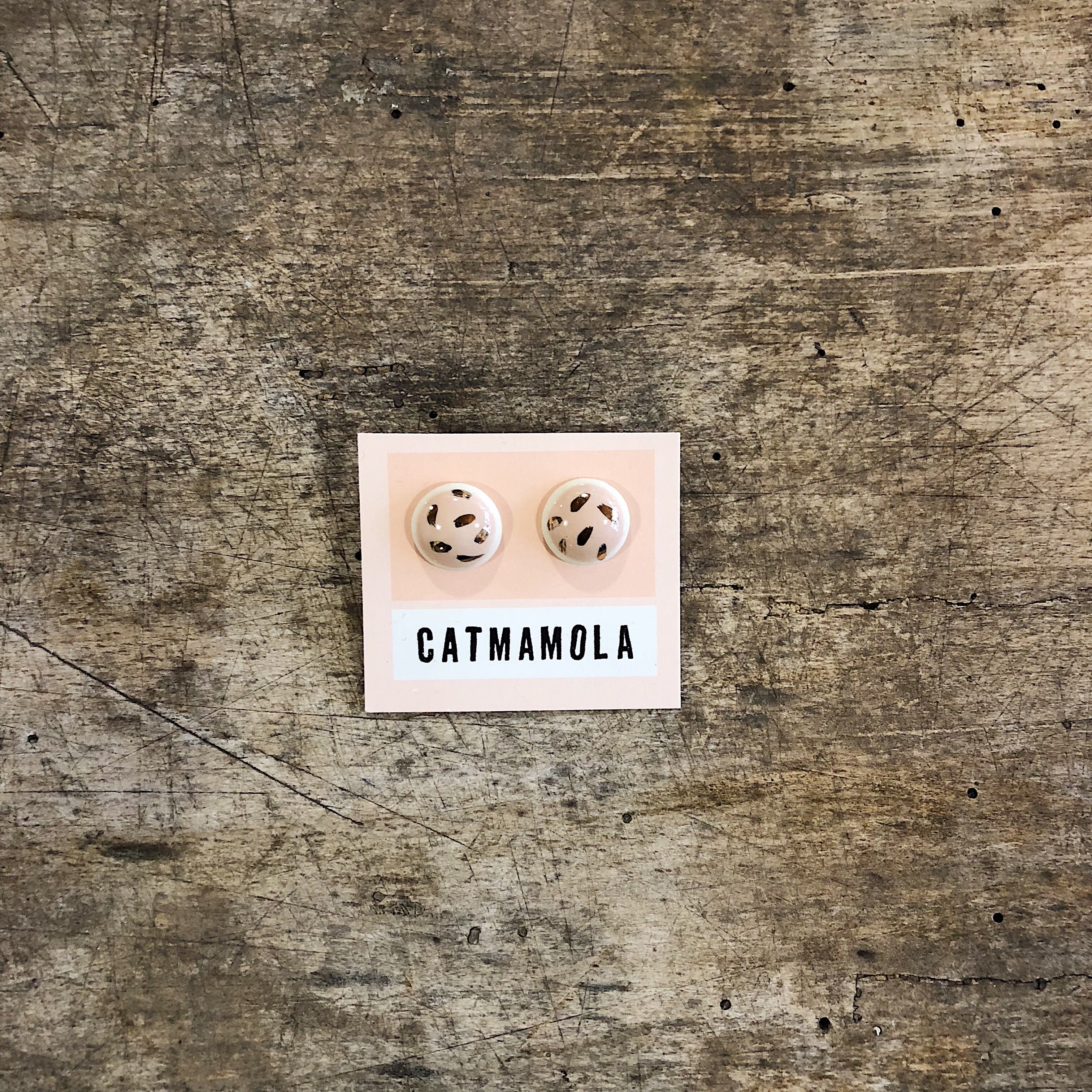 Catmamola // Ceramic Stud Earrings Pink
