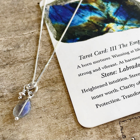 Three Of Cups // Tarot Necklace III The Empress Labradorite and Sterling Silver