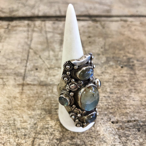 Kailas // Sterling Silver and 5 Stone Labradorite Ring
