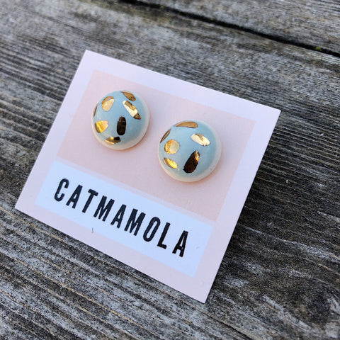 Catmamola // Ceramic Stud Earrings Robin’s Egg Blue