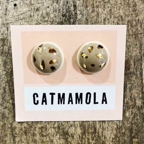 Catmamola // Ceramic Stud Earrings Taupe