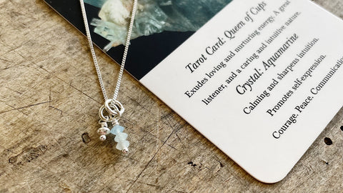 Three of Cups // Queen Of Cups Necklace Aquamarine