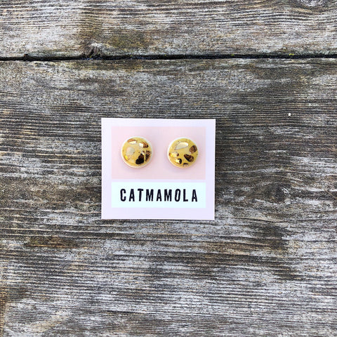 Catmamola // Ceramic Stud Earrings Yellow