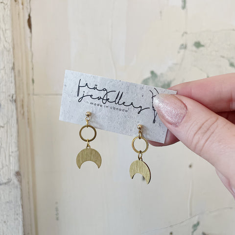 White Feather Design // Brass Elongated Stud Earrings