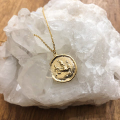 White Feather Design // Zodiac Coin Necklace Capricorn