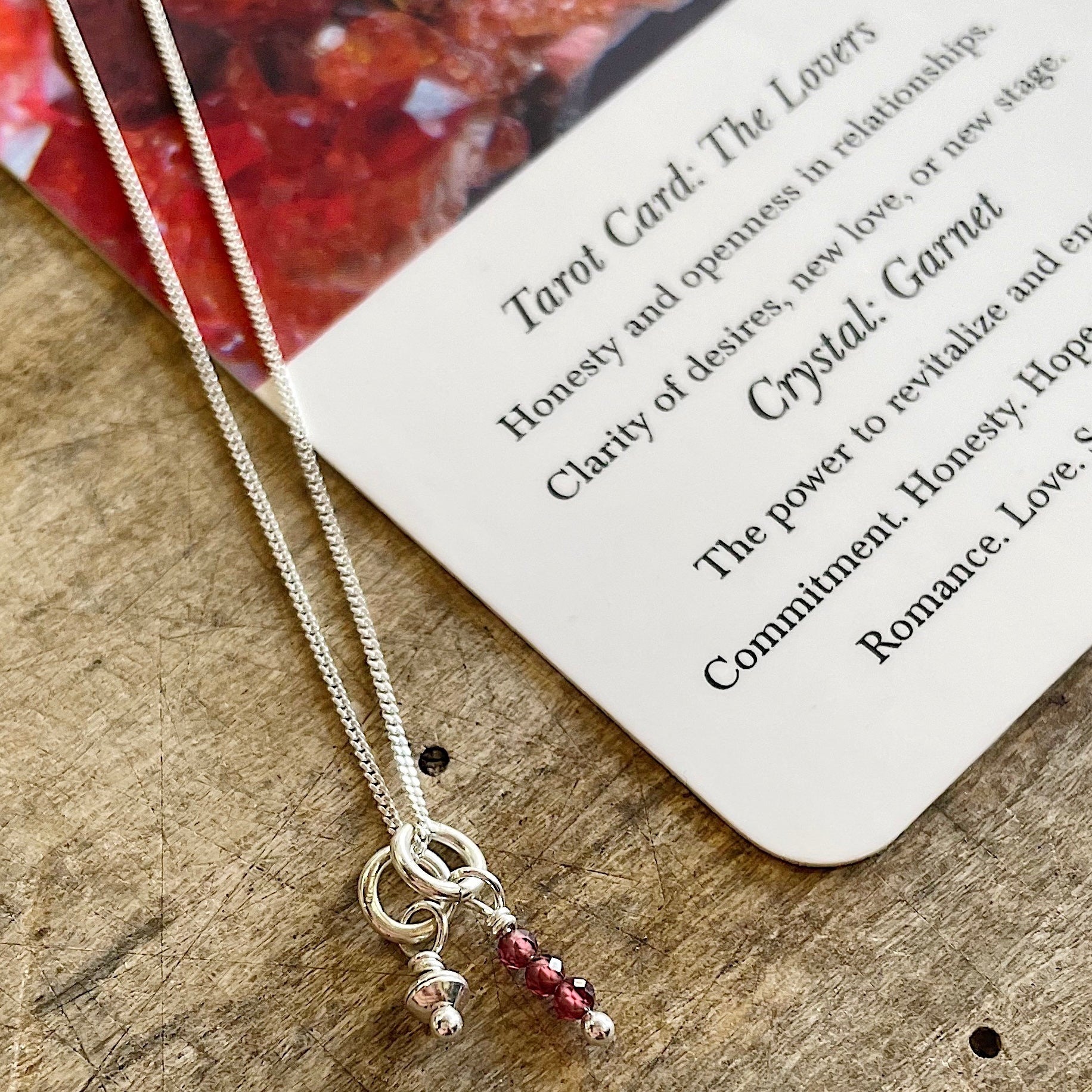 Three Of Cups // Tarot Necklace VI The Lovers Garnet and Sterling Silv –  Coal Miner's Daughter
