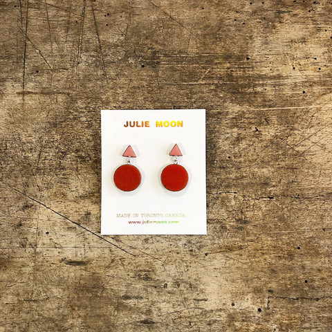 Julie Moon // Double Shape Ceramic Earrings Pink/Red