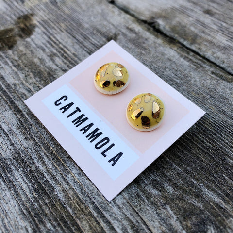 Catmamola // Ceramic Stud Earrings Yellow