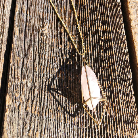 Souvenir // Brass Long Arc Labradorite Necklace