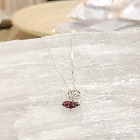 Three Of Cups // Tarot Necklace VI The Lovers Garnet and Sterling Silver