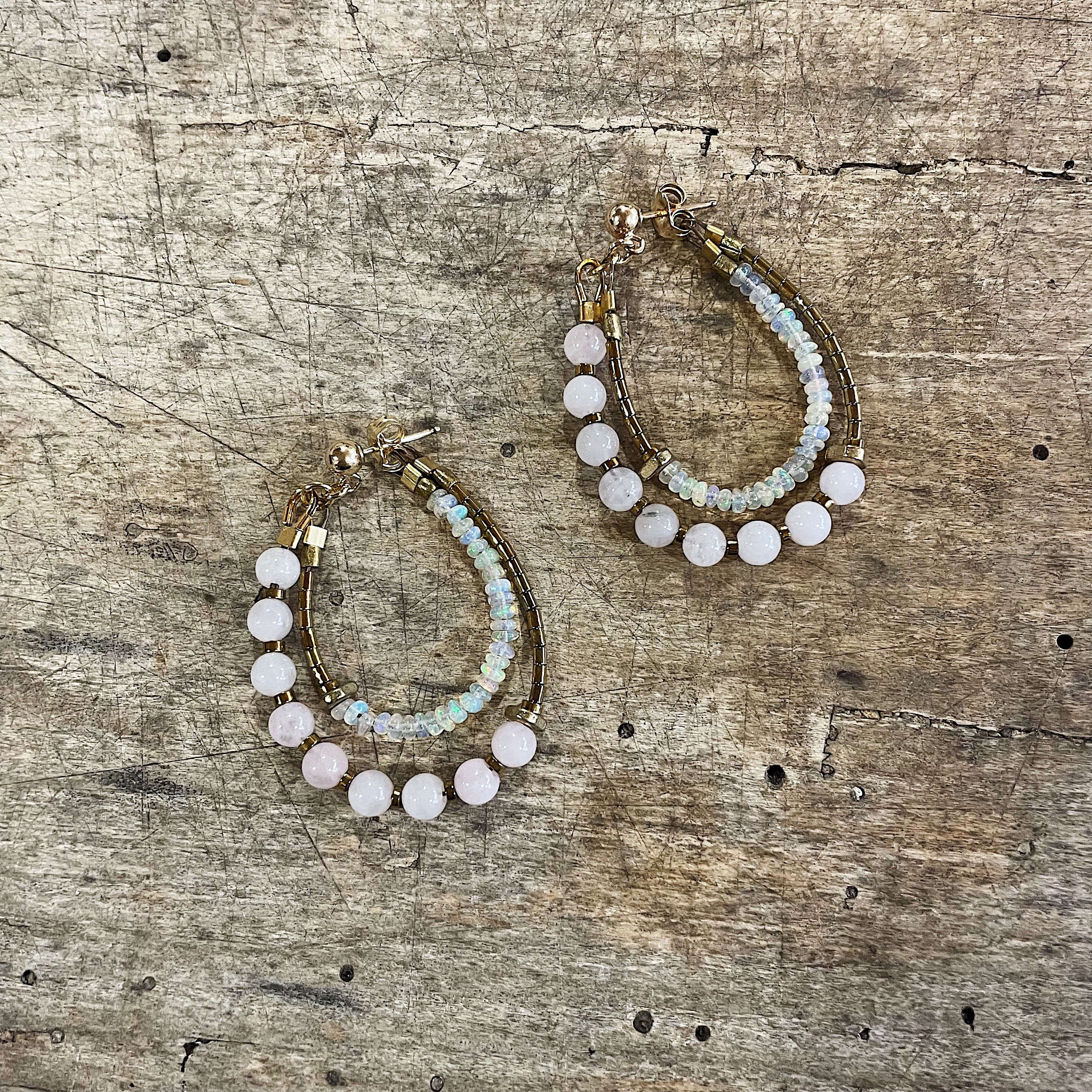 Hailey Gerrits // Leilani Earrings Rose Quartz