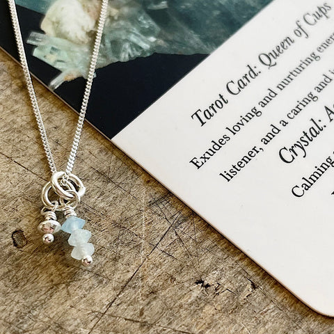 Three of Cups // Queen Of Cups Necklace Aquamarine