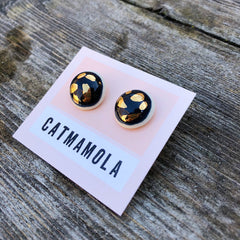 Catmamola // Ceramic Stud Earrings Midnight Navy