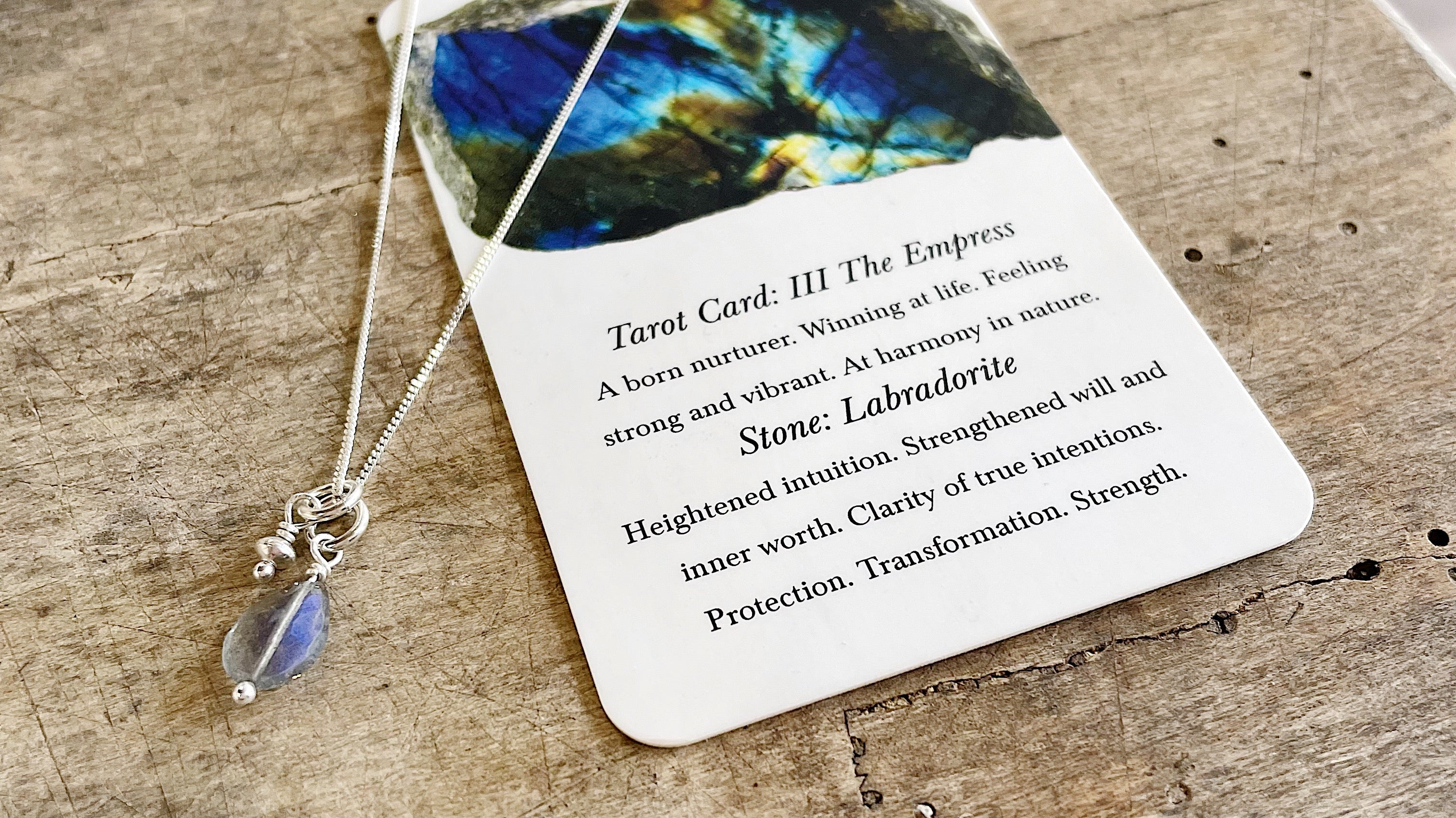 Three Of Cups // Tarot Necklace III The Empress Labradorite and Sterling Silver